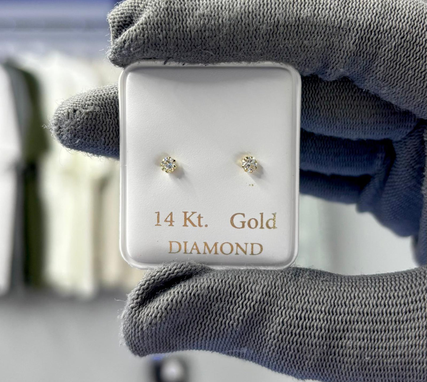 Pantallas 2mm Redondas 14k Gold Diamond