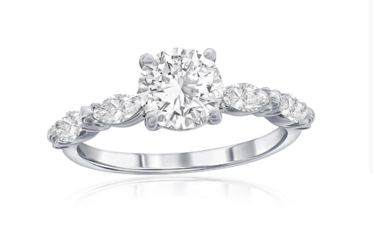 Sortija Solitaire Round Marquise Band