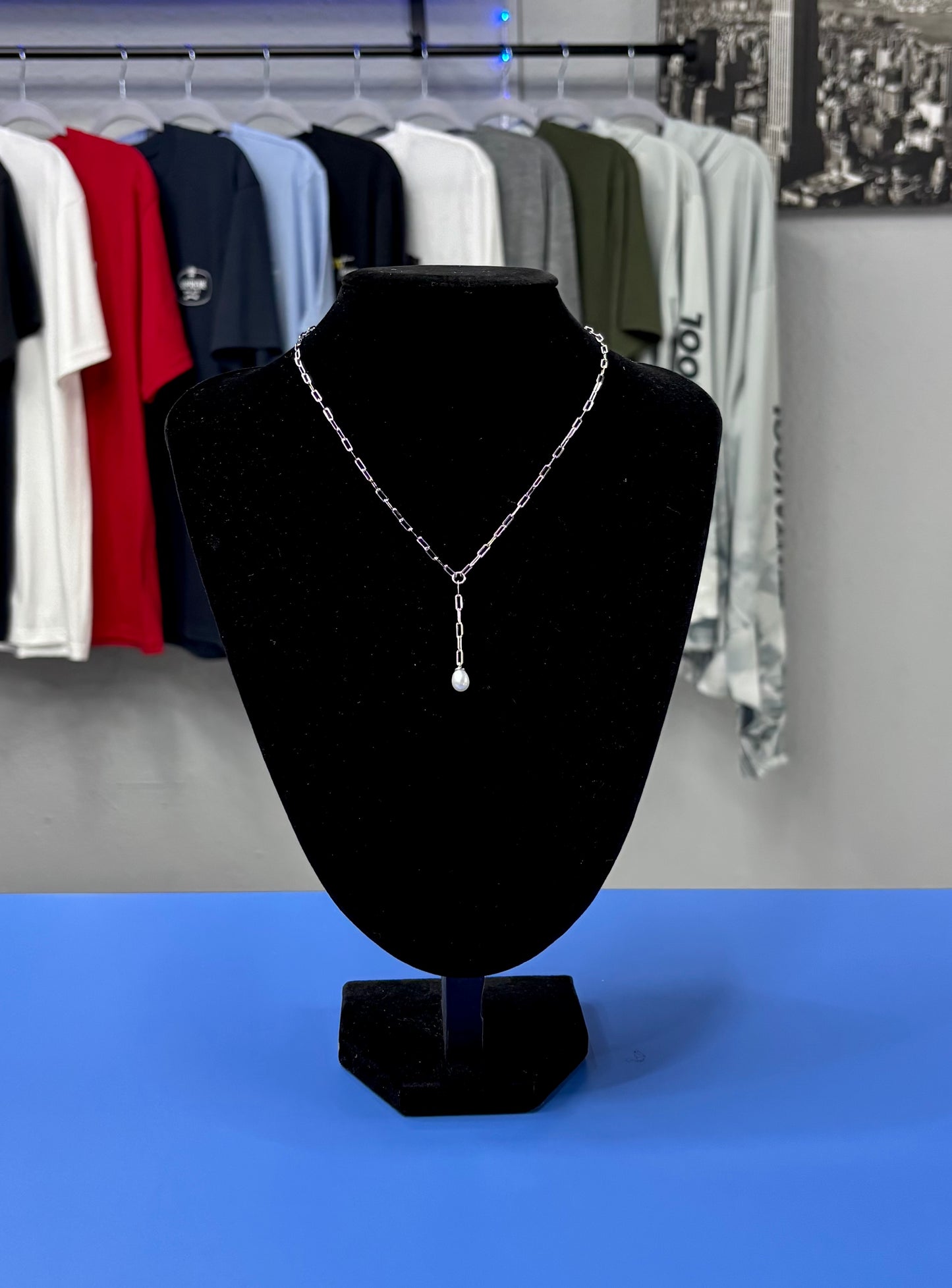 Cadena Papel Clip con Perla