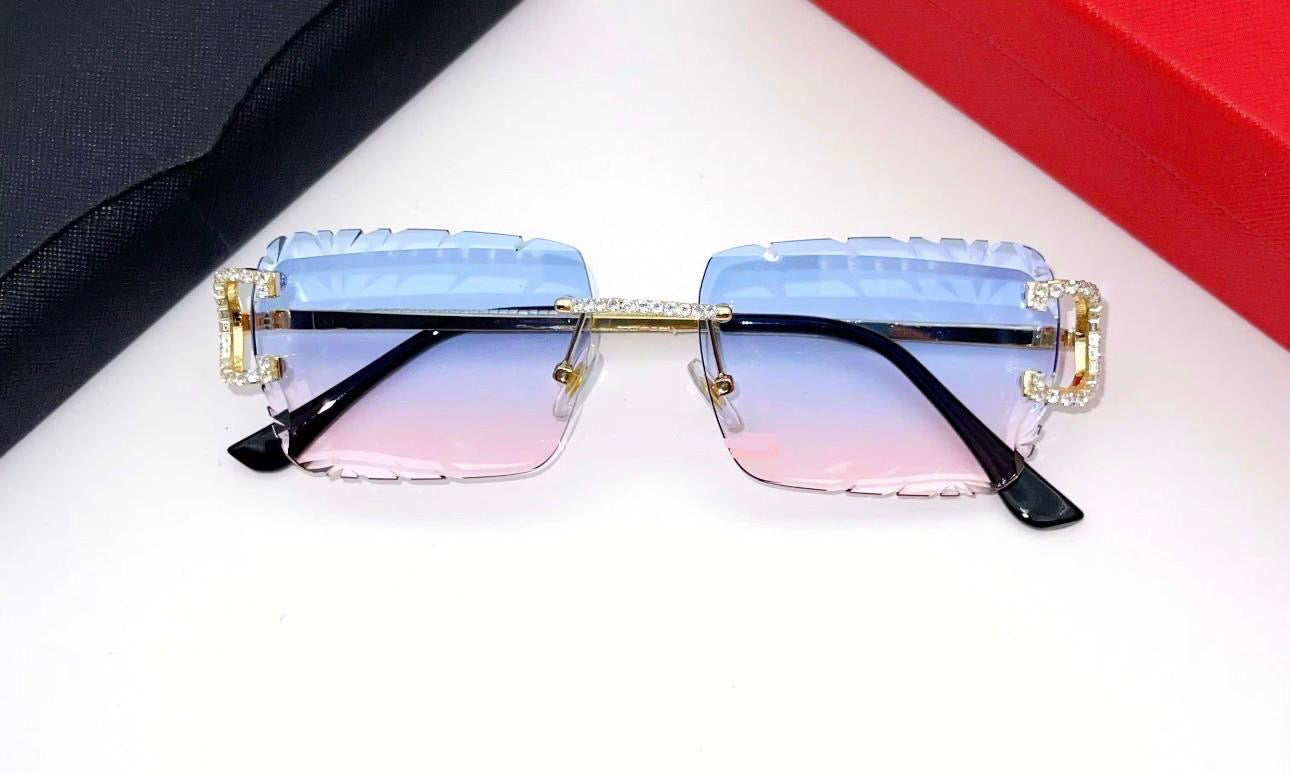 Sunglasses Diamond C Cut (Blue,Pink)