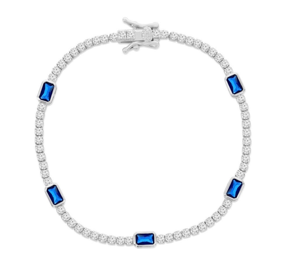 Pulsera Rectangle Bezel-Set & Round Sapphire