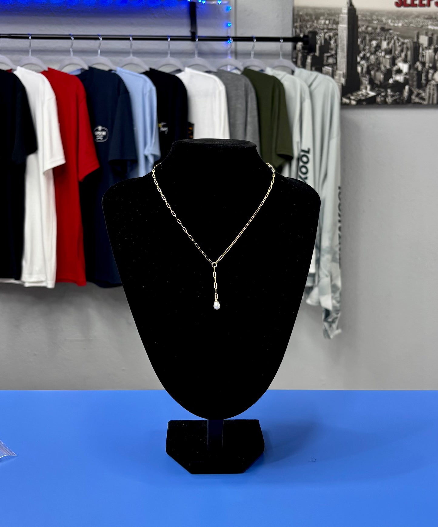 Cadena Papel Clip con Perla