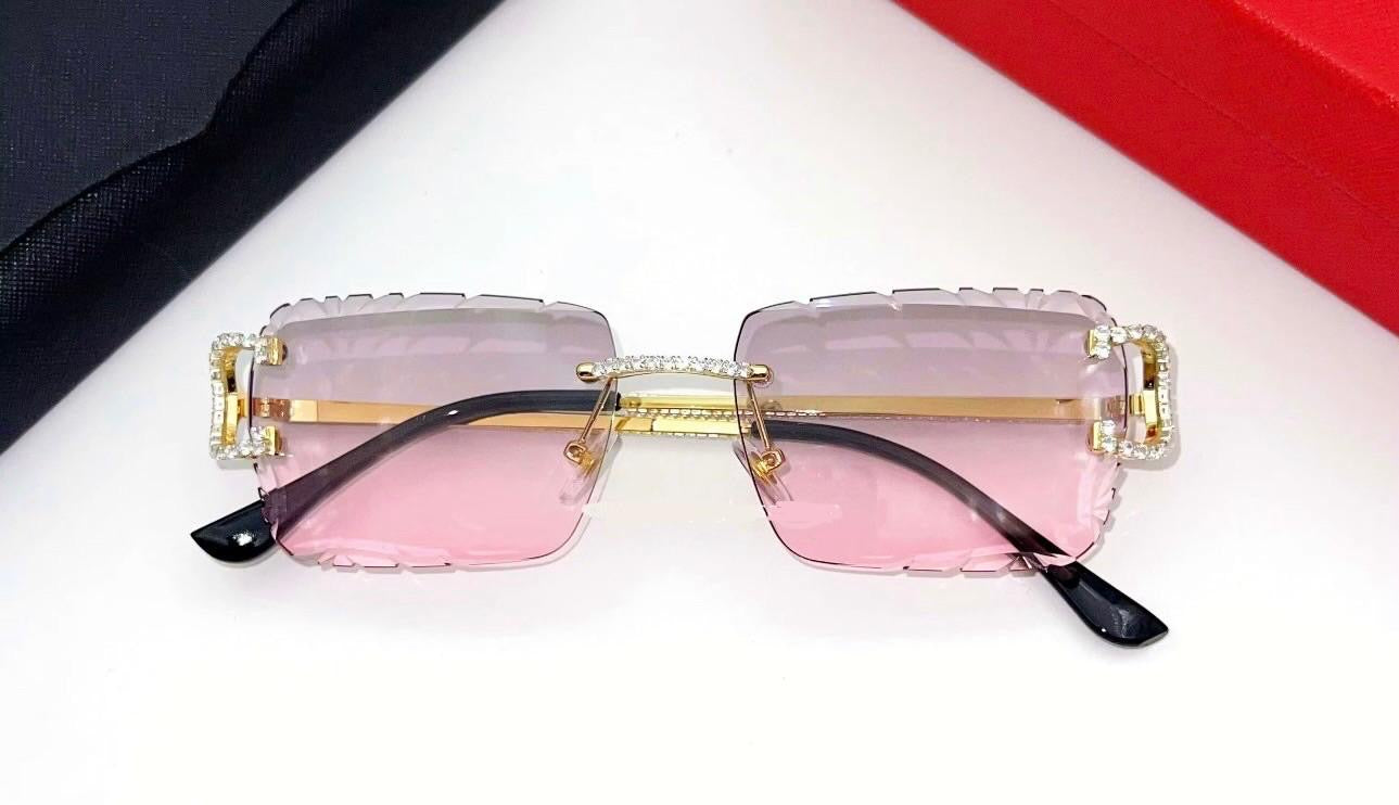Sunglasses Diamond C Cut (Gray,Pink)