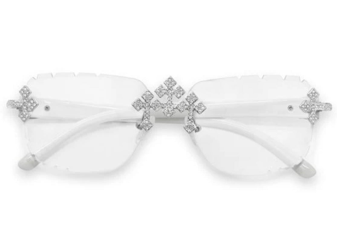 Sunglasses Clear Lens Opaque Triple Cross