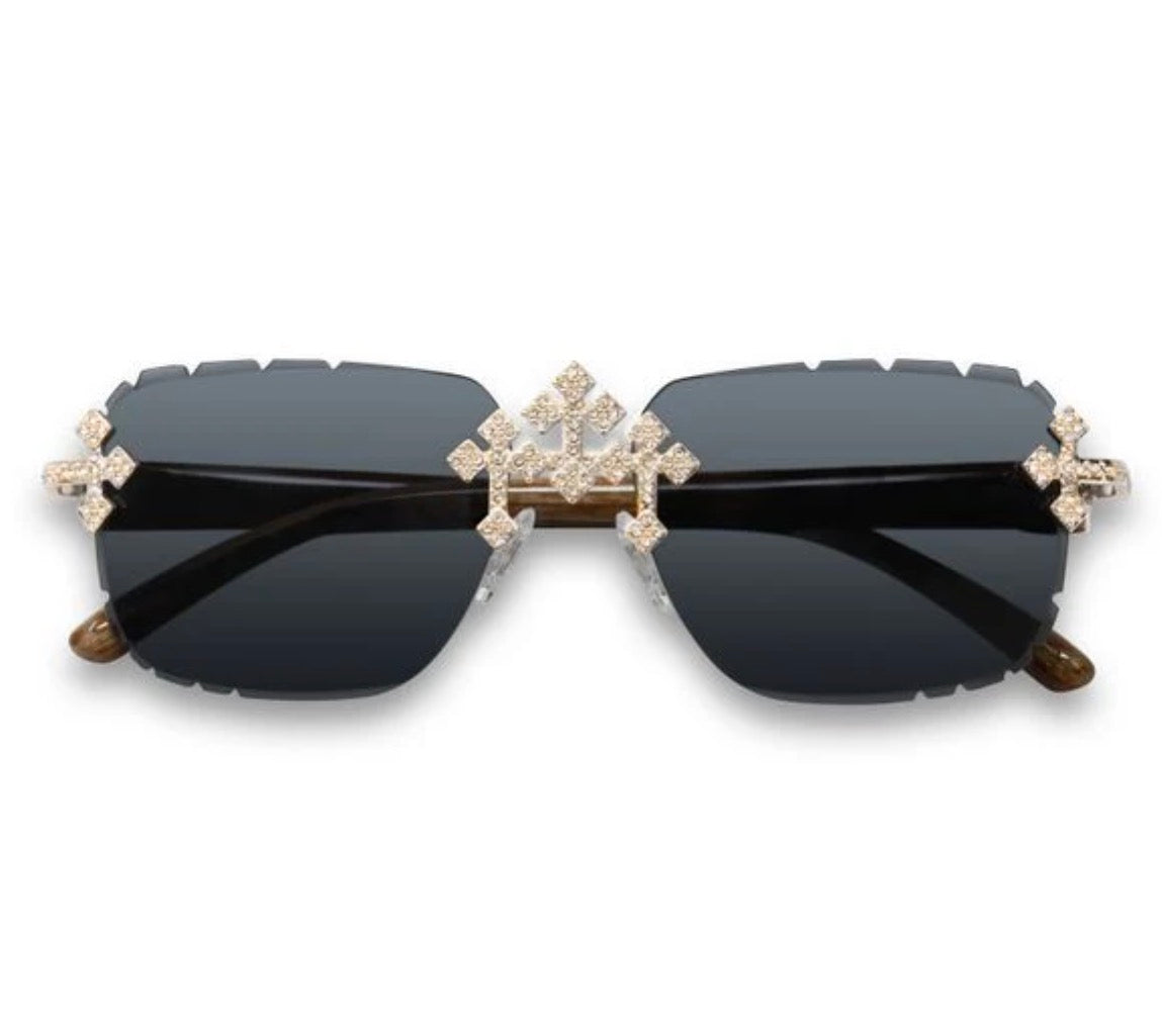 Sunglasses triple cross ice y acabado en madera