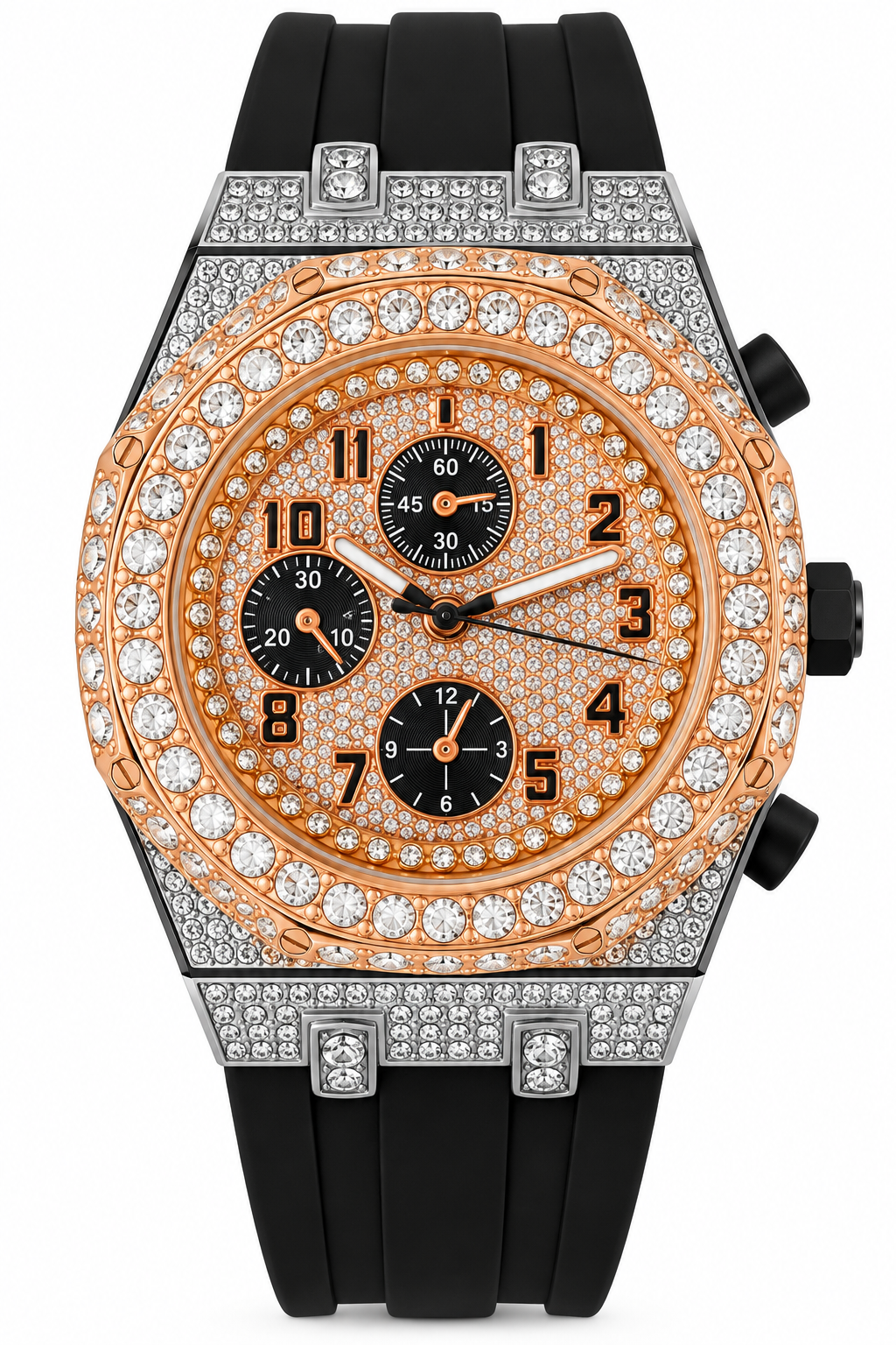 Techno Pave 43 mm silver & rose