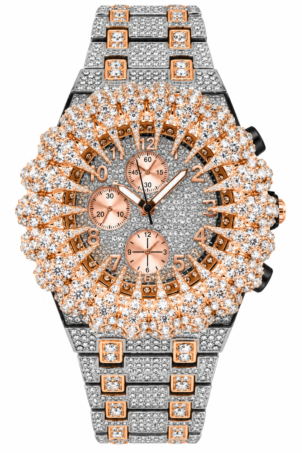 Techno Pave 43mm silver and rose gold