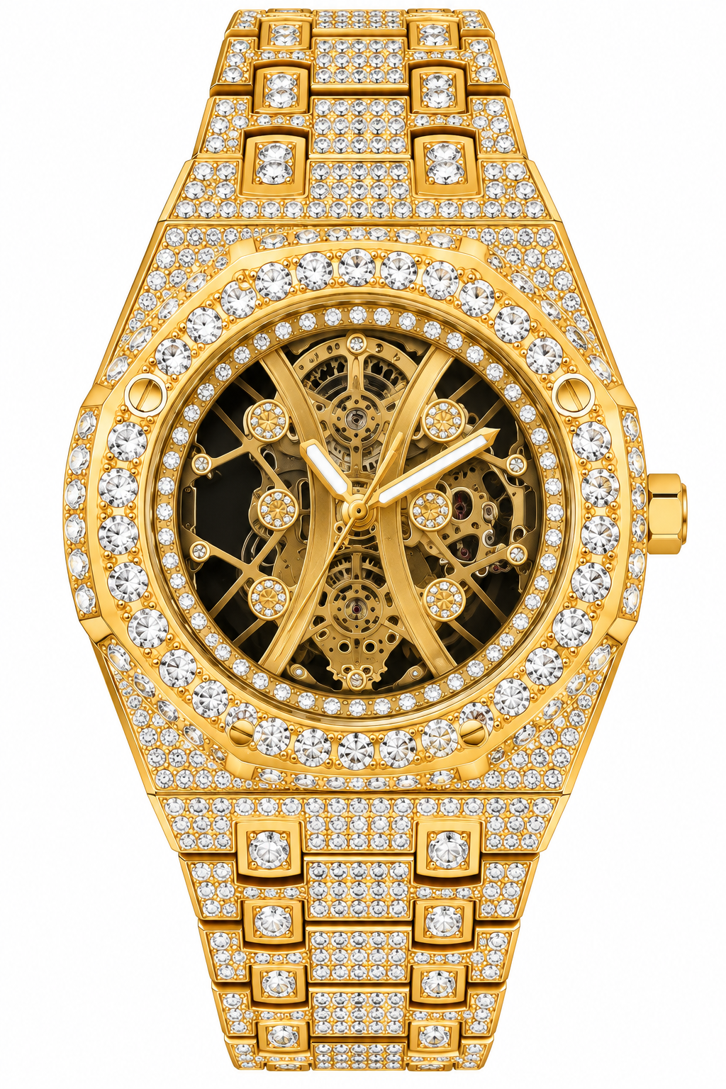 Techno pave 43 mm gold and black