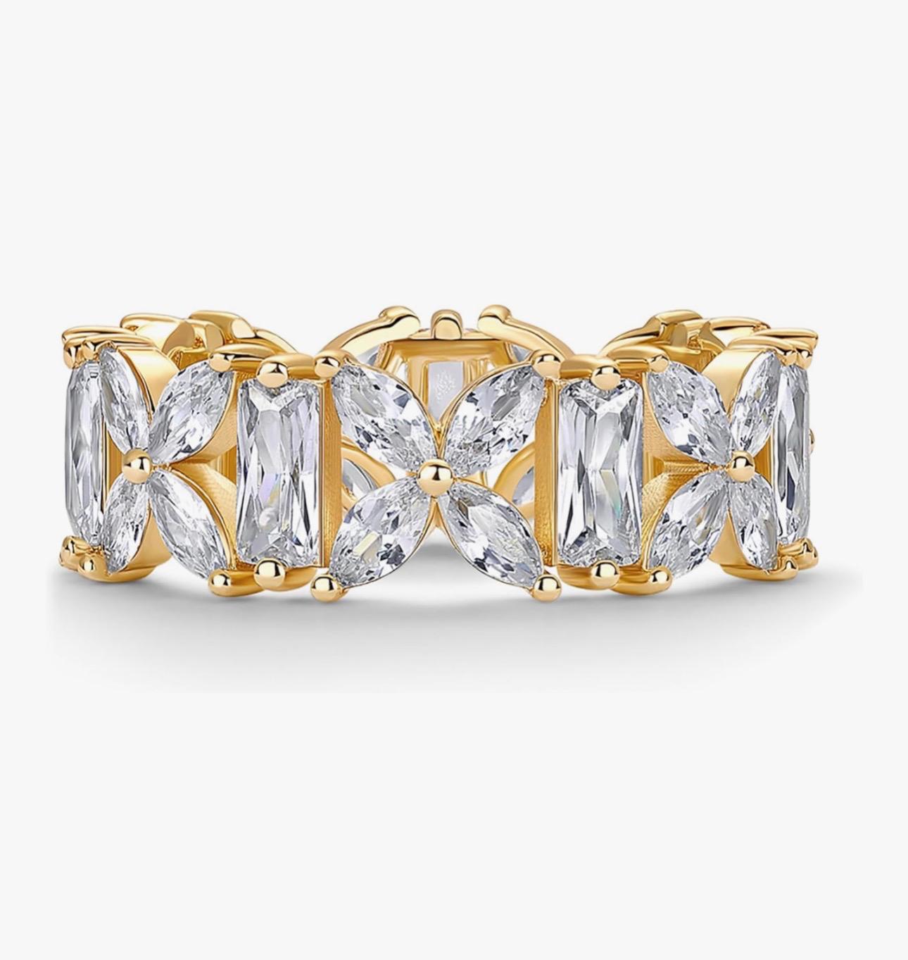 Sortija Flower Baguette Cz