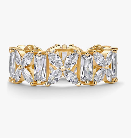Sortija Flower Baguette Cz