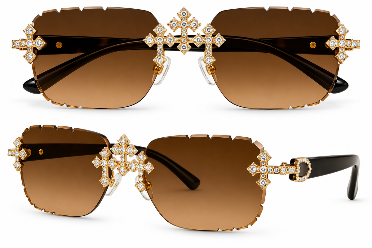 Sunglasses Dark Brown  Triple Cross Sunglasses