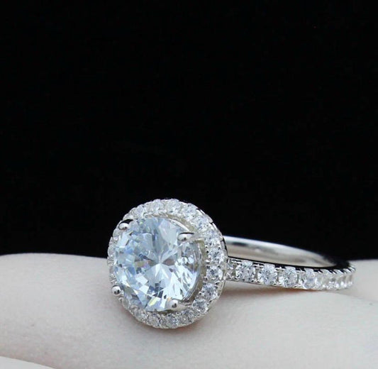 Sortija Round Halo Micro Bling CZ Engagement