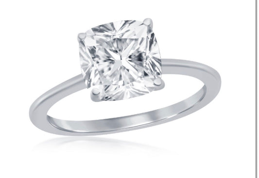 Sortija Four-Prong 8mm Cushion-Cut Engagement