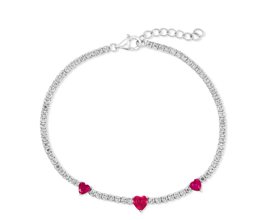 Pulsera Tennis Bracelet Ruby CZ Heart
