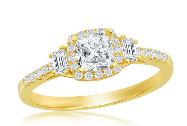 Sortija Emerald Square Diamond Micro pave and Baguette