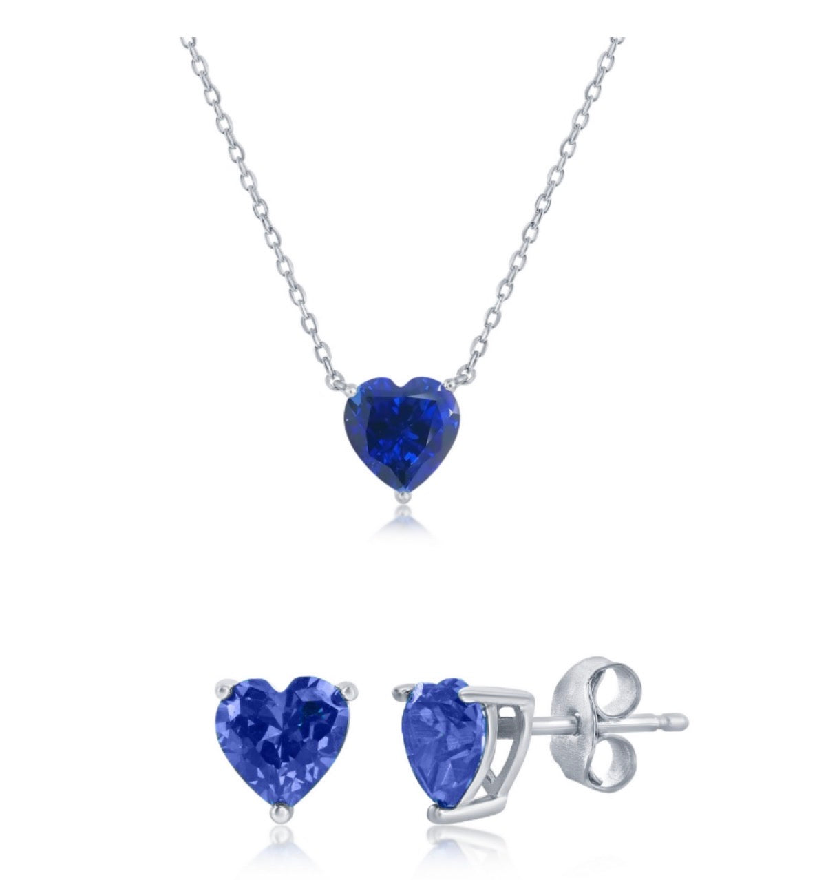 Set Heart Preciosa Crystal Sapphire 8mm
