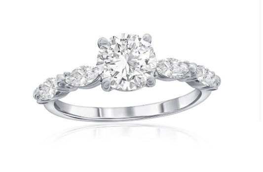 Sortija Solitaire Round Marquise Band