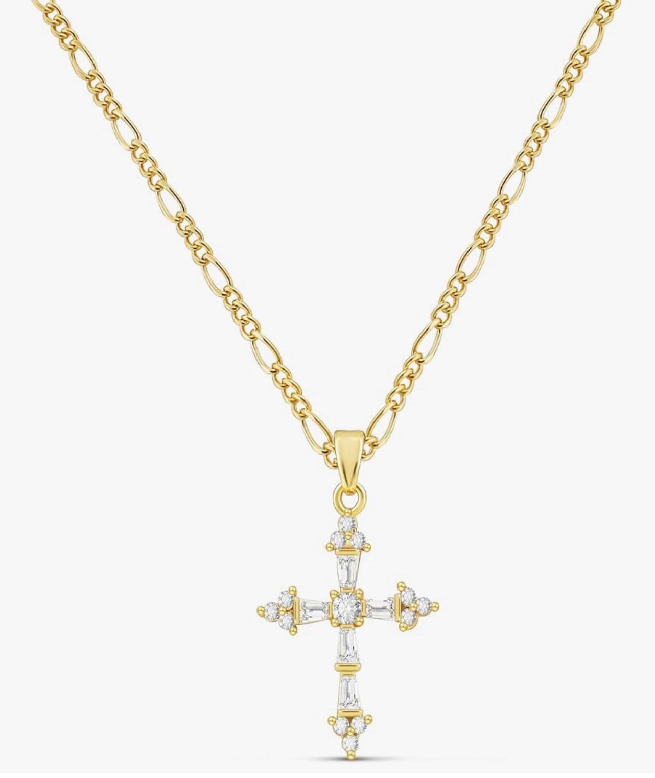 Cadena Fígaro con Cruz 1.5mm 18”