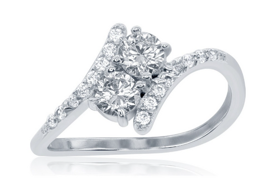 Sortija Us2gether" CZ with Thin CZ Sides Ring