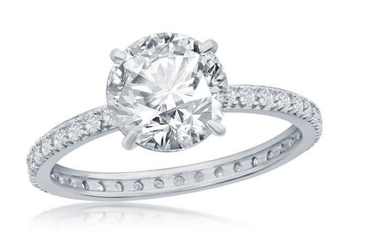 Sortija 8mm Round CZ Eternity Band Engagement Ring