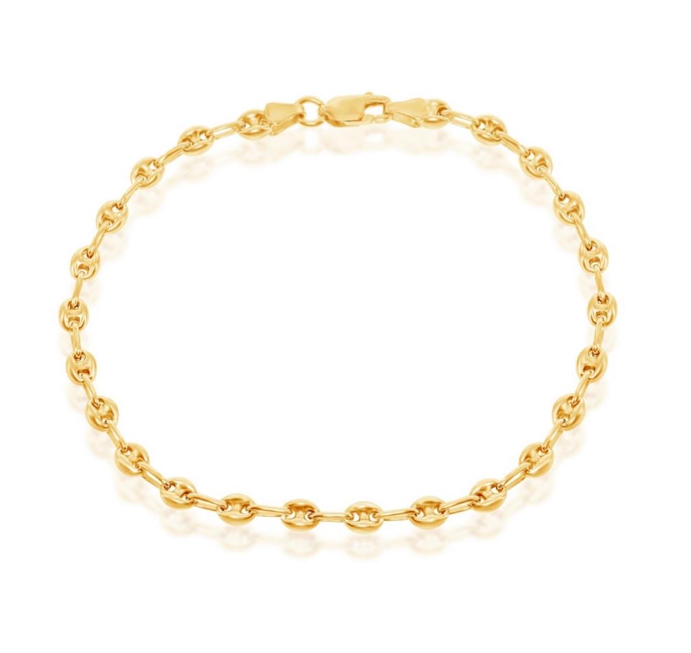 Tobillera Eslabón Gucci 14k sobre .925 4mm 9”