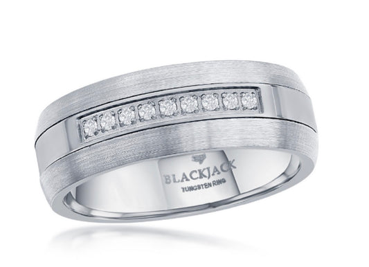 Sortija Brushed Polished Band Cz