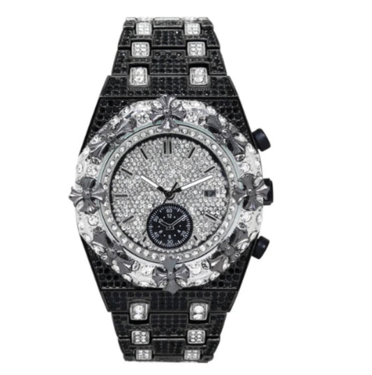 Techno pave Crosses 43mm Silver