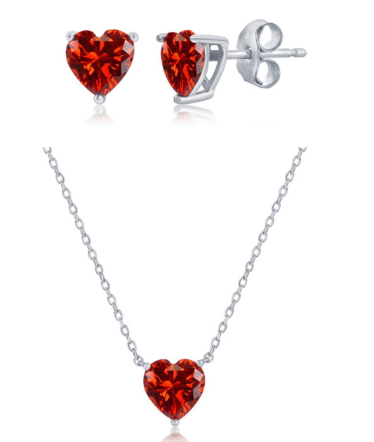 Set de Corazon 8mm Ruby