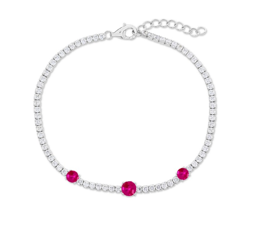 Pulsera Tennis Bracelet Round Ruby CZ