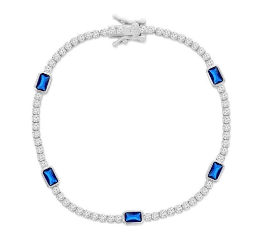 Pulsera Rectangle Bezel-Set & Round Sapphire