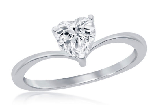 Sortija 3 Prong Heart CZ Engagement