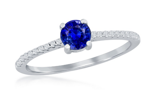 Sortija 5mm Diffusion Sapphire & White Topaz Band Solitaire Ring