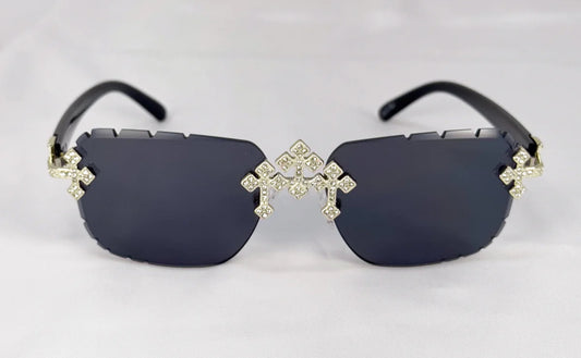 Sunglasses Triple Cross Black Statement, Shades Gold