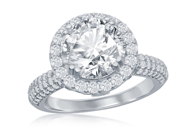 Sortija Crown Set Round Halo micro pave Cz
