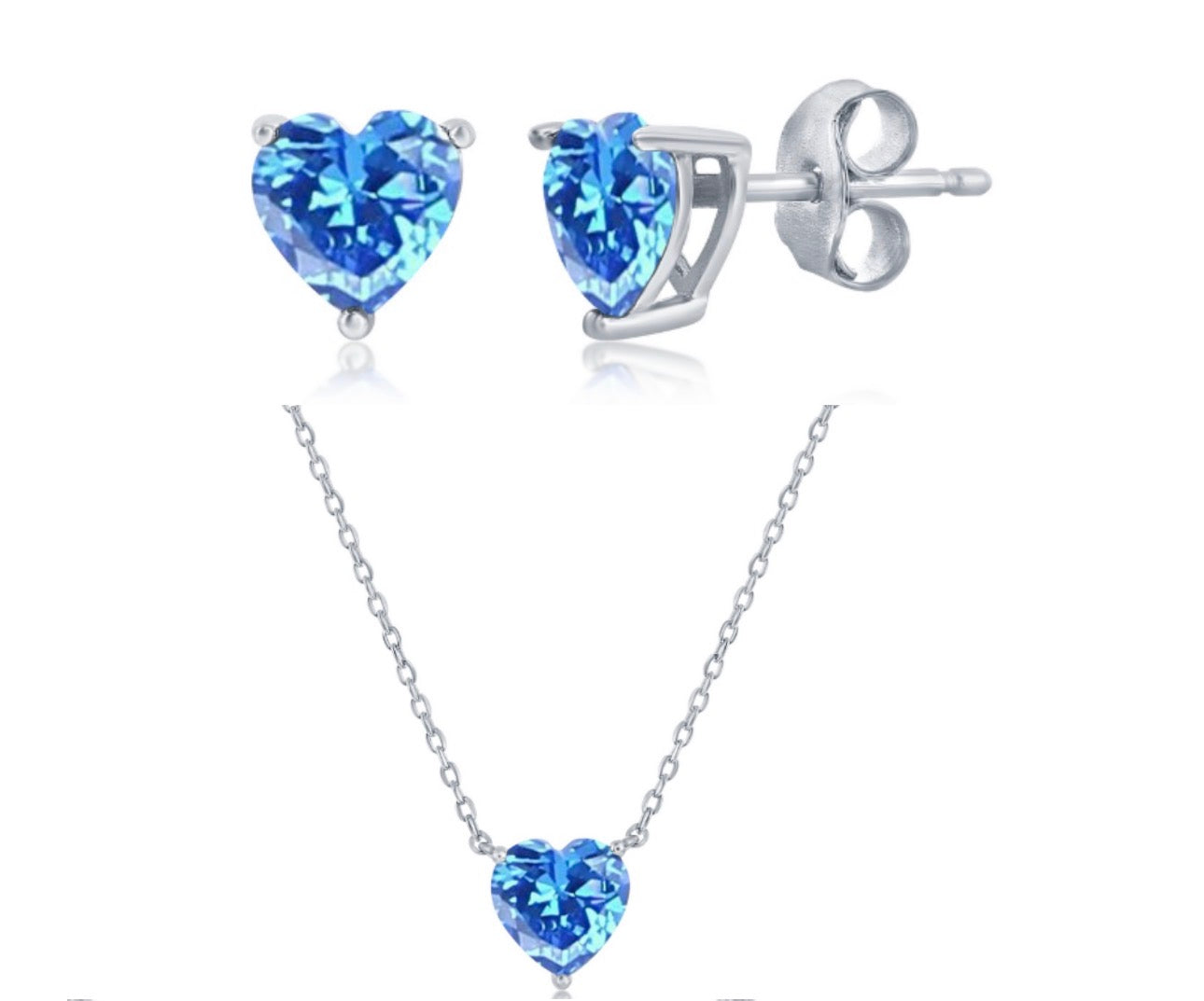 Set Heart Preciosa Crystal 8mm Blue Topaz