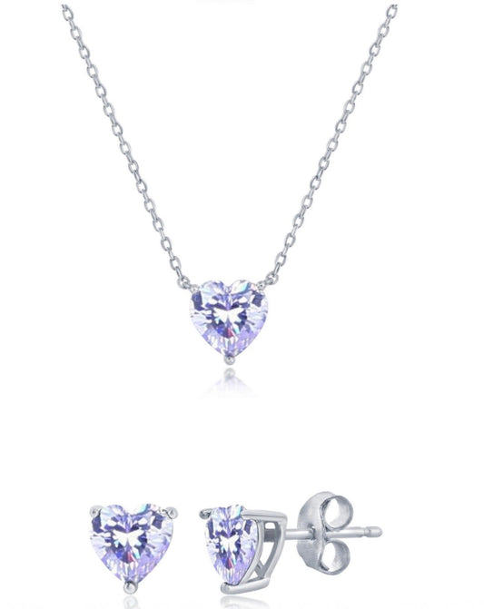 Set De Corazon 8MM Light Amethyst