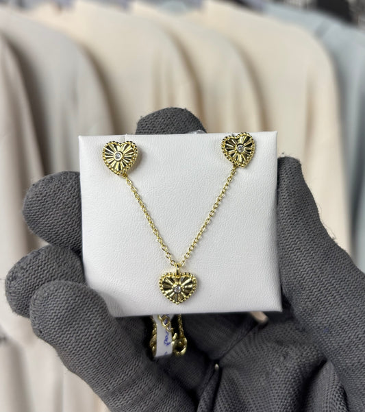 Set Cadena,Pendant y Pantallas en Forma de Corazon