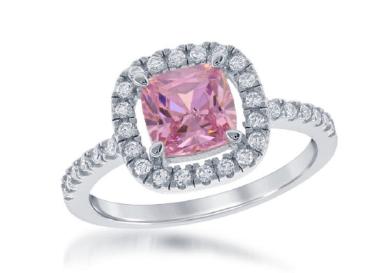 Sortija Cuadrada CZ Pink