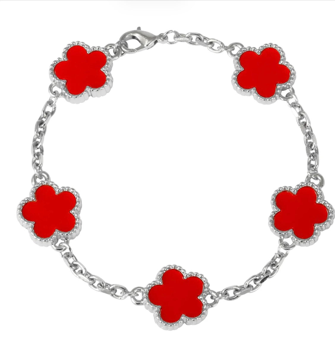 Pulsera con flores rojas