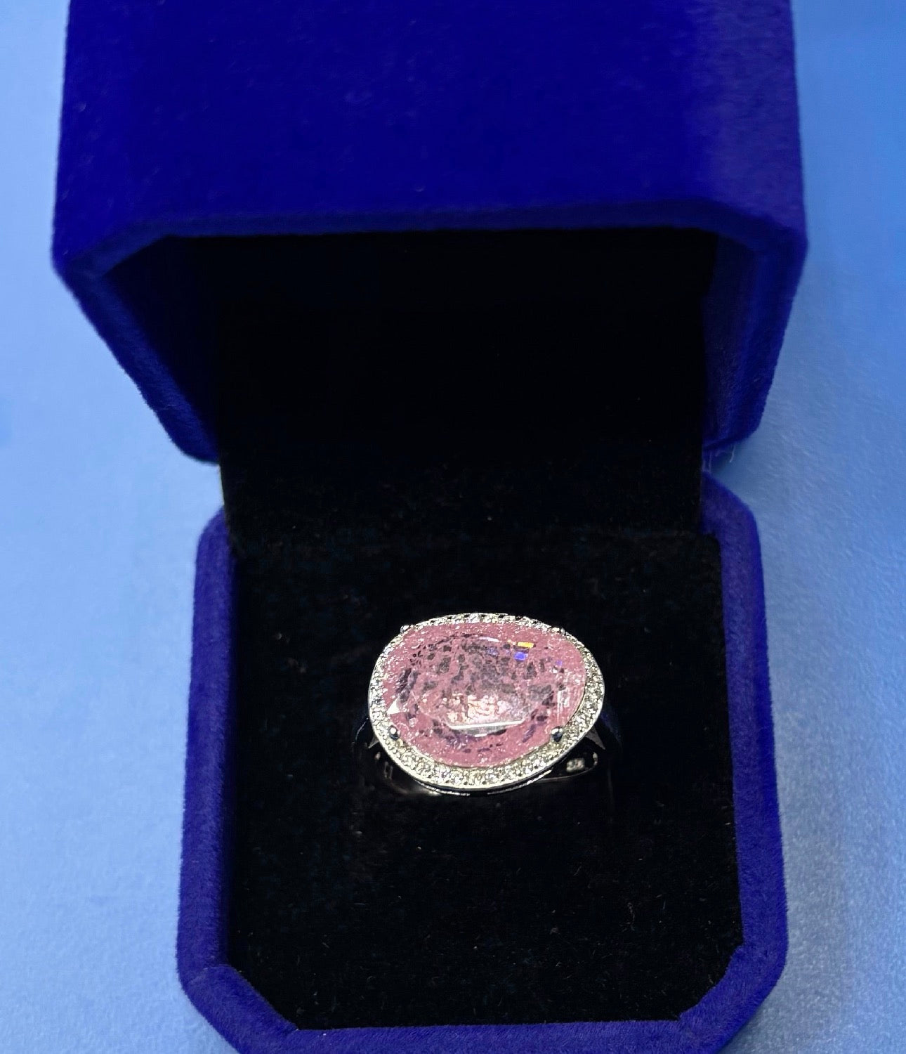 Sortija Silver Oval Pink Ice