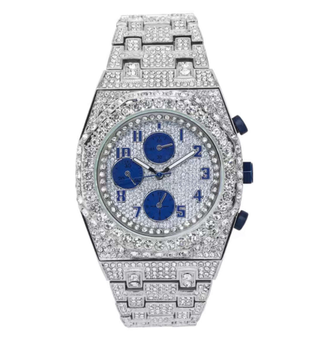 Techno pave 44mm silver and blue