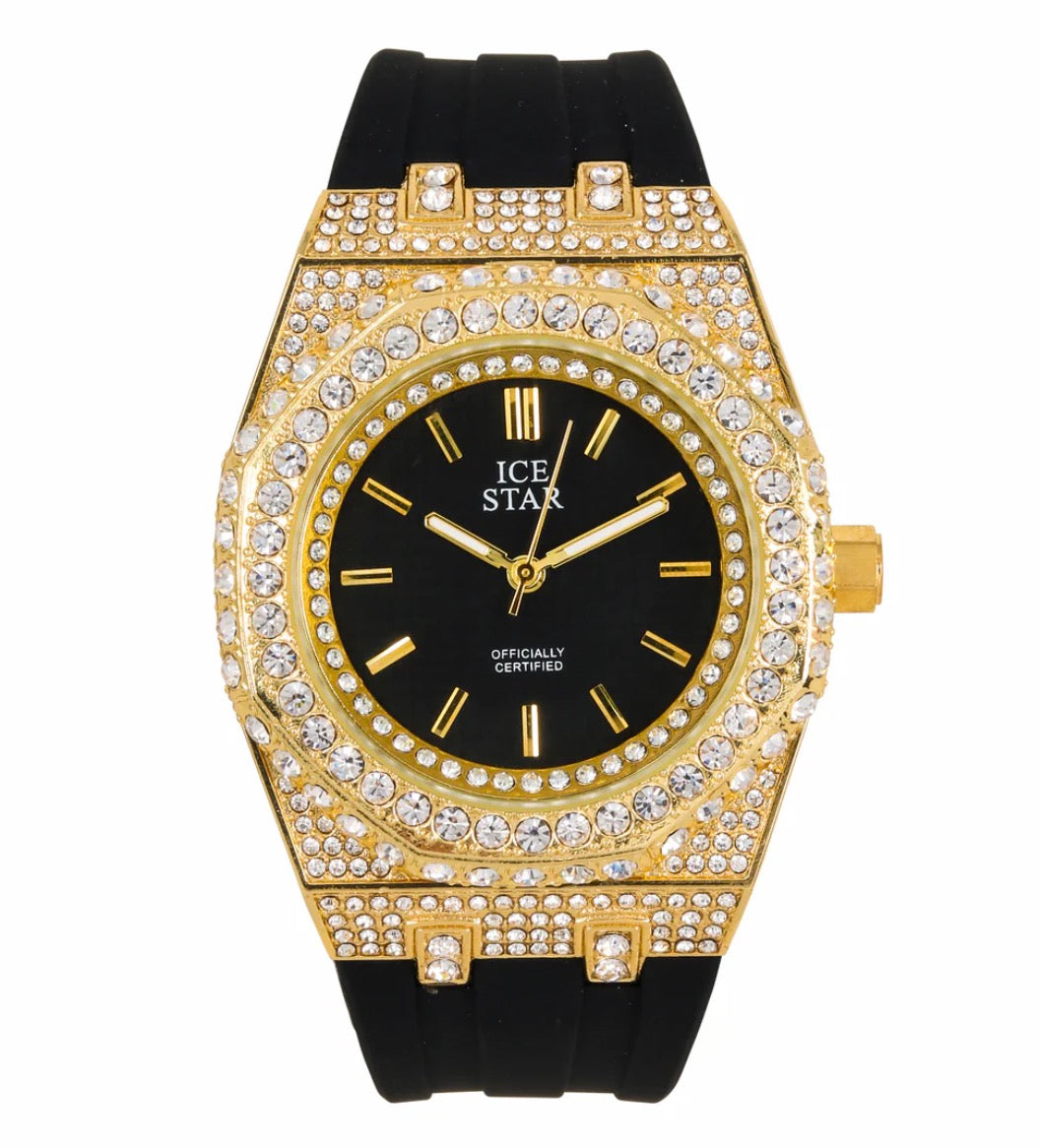 Techno pave gold and black 43mm
