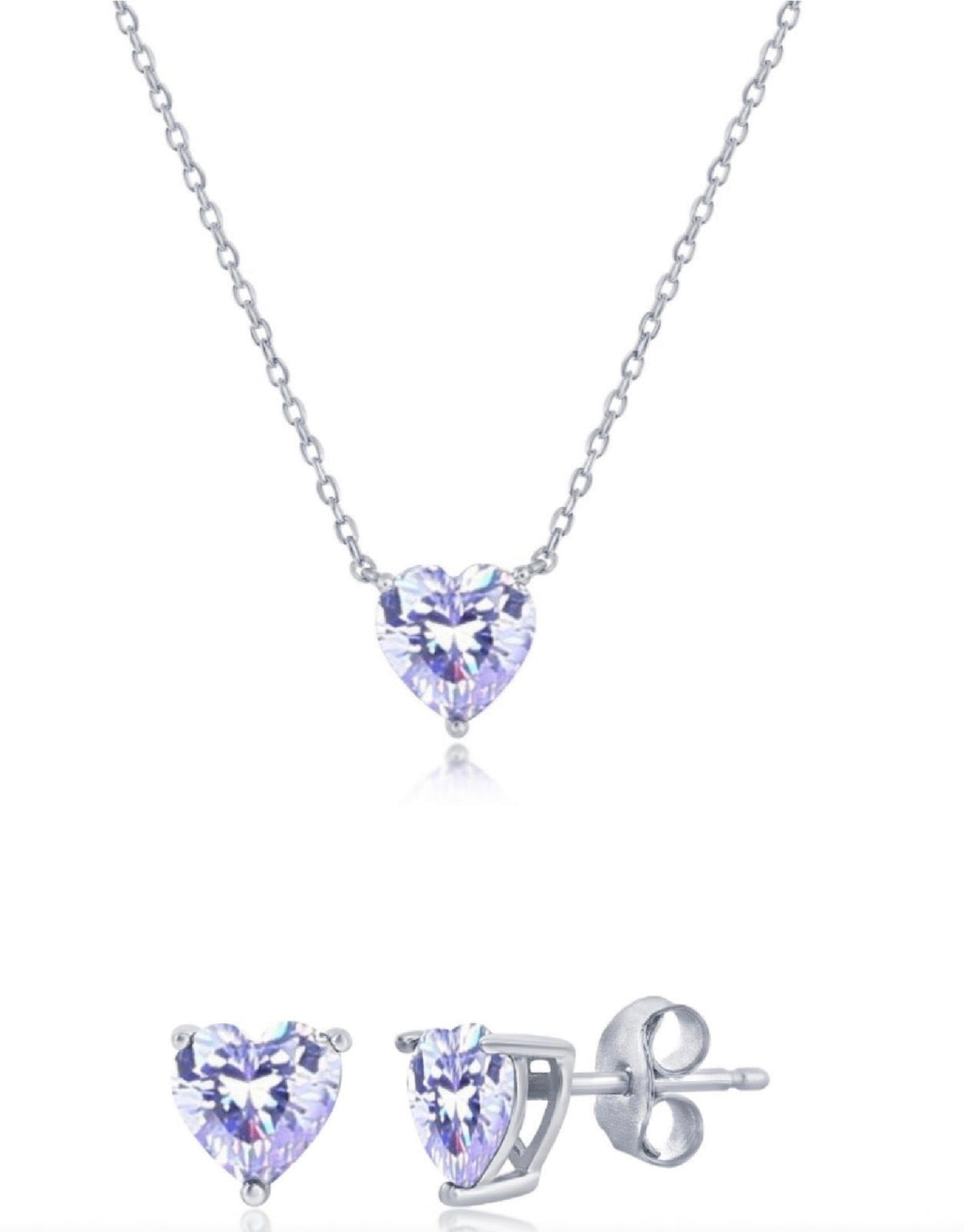 Set De Corazon 8MM Light Amethyst