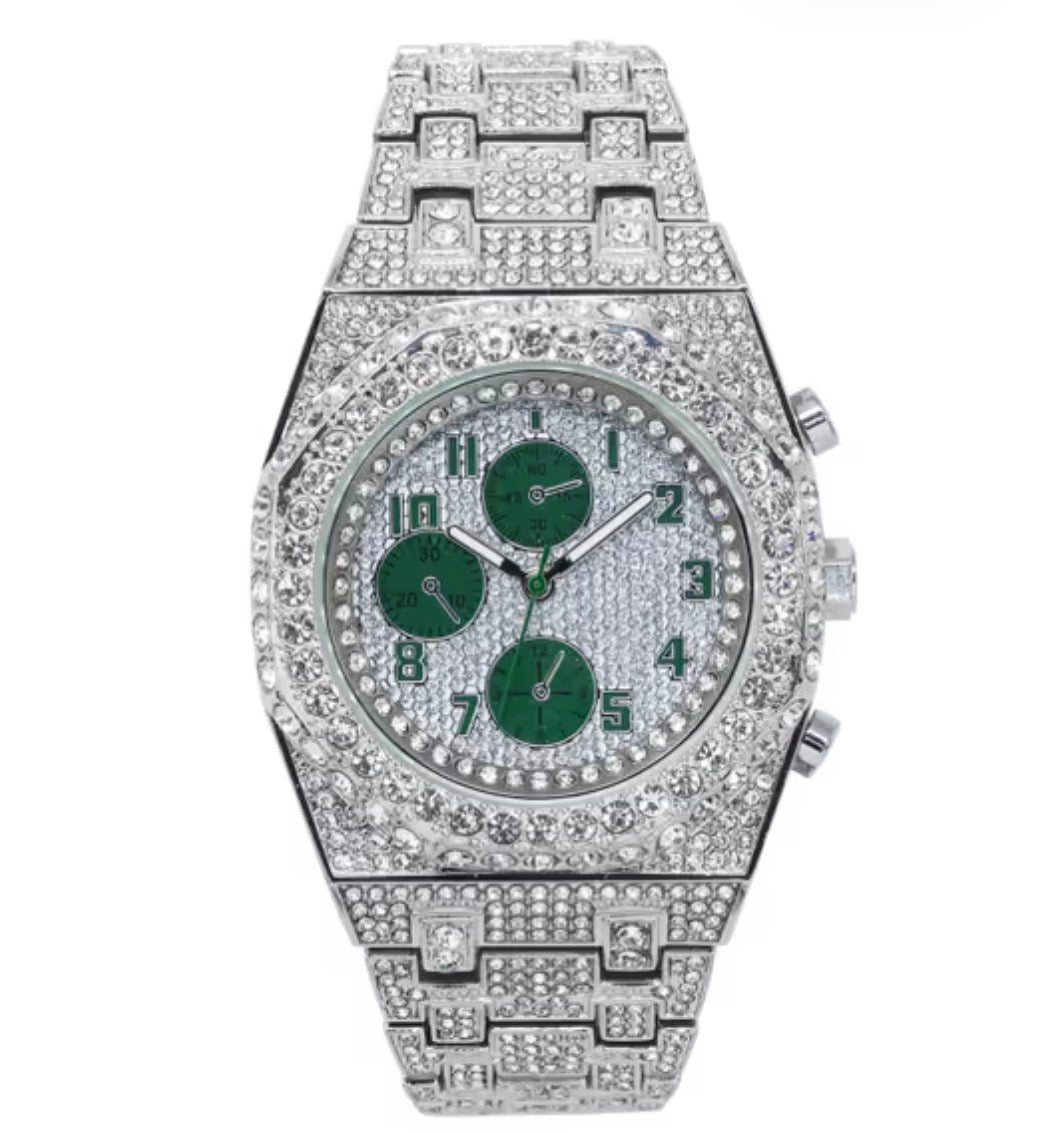 Techno pave 44 mm de brazalete fondo verde