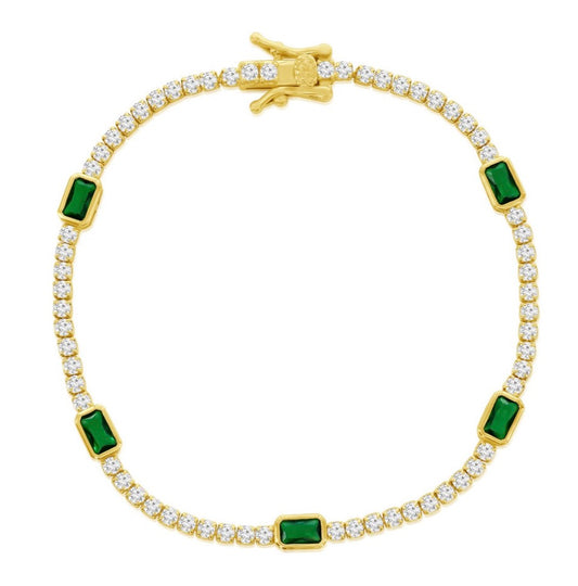 Pulsera Bracelet cz and rectangle bezel emerald