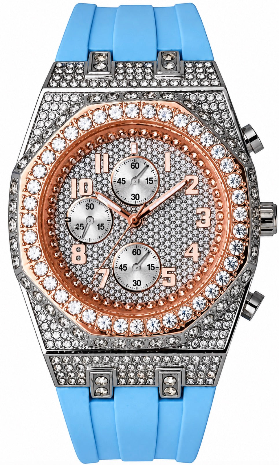 Techno Pave 43mm Silver & rose