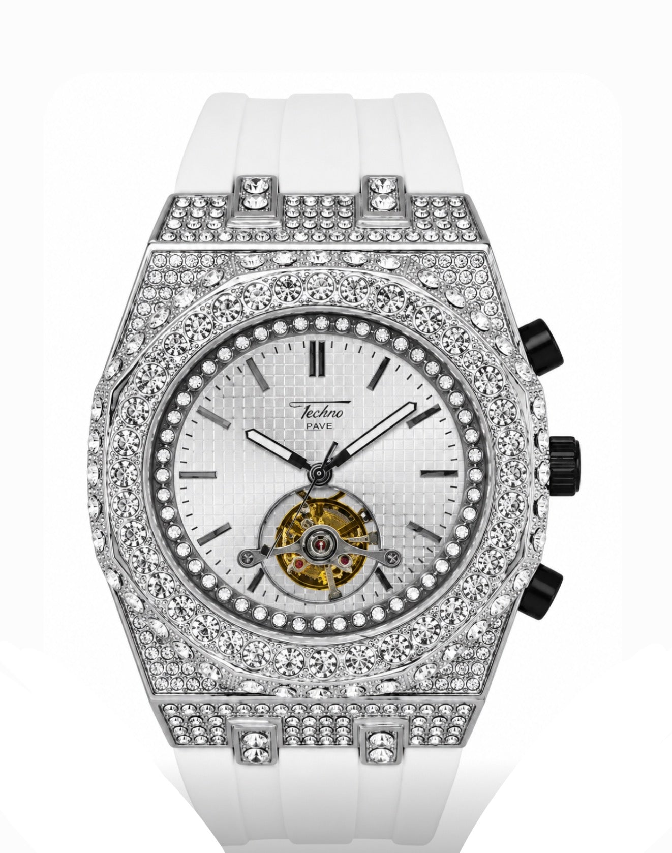 Techno pave 43mm white strap