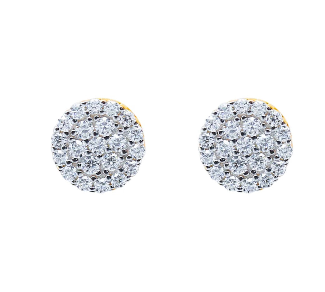 Pantallas Moissanite Cluster Earrings, 0.57ct Diamond Studs in Sterling Silver