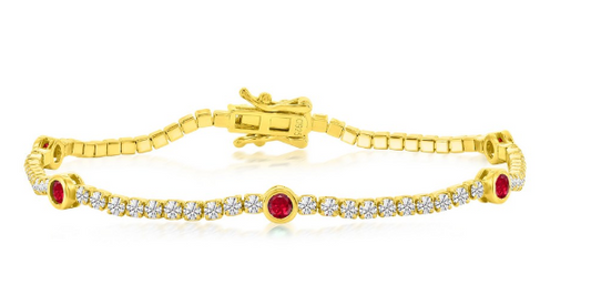 Pulsera estilo tennis con piedras color rubí