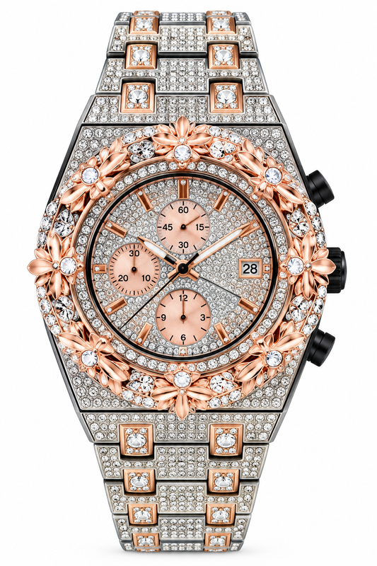 Techno Pave Crosses Gold and silver 43mm